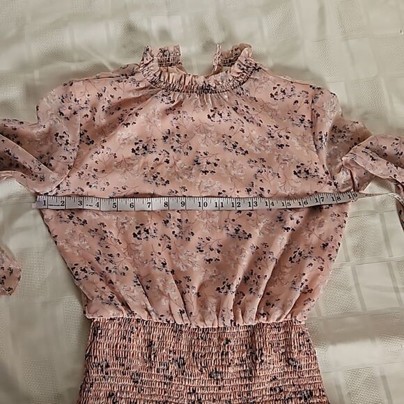 Honey Chelsea Women's Floral Ruffled Long Sleeves Mini Dress XS Pink - Picture 10 of 16